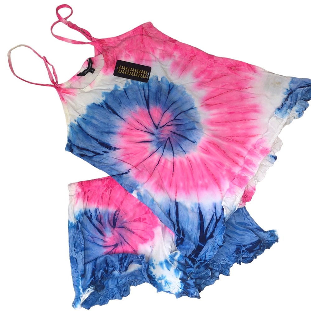 Just Love Tie Dye Cotton Pajama Shorts and Cami Set 2 piece Size Medium